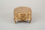 Legged Box with Design of Bush Clover along a Stream, Gold and silver maki-e on black lacquer, Japan