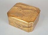 Box with Design of Cherry Blossoms at Mount Yoshino, Gold and silver maki-e on gold lacquer, Japan