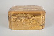 Box with Design of Cherry Blossoms at Mount Yoshino, Gold and silver maki-e on gold lacquer, Japan