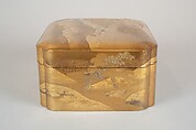 Box with Design of Cherry Blossoms at Mount Yoshino, Gold and silver maki-e on gold lacquer, Japan