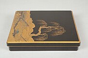 Writing Box (Suzuribako) with Landscape Design, Gold takamakie and gold and silver foil on black lacquer, Japan