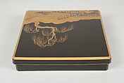 Writing Box (Suzuribako) with Landscape Design, Gold takamakie and gold and silver foil on black lacquer, Japan