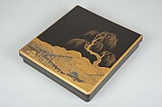 Writing Box (Suzuribako) with Landscape Design, Gold takamakie and gold and silver foil on black lacquer, Japan