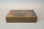 Writing Box with Warbler in Plum Tree, Lacquered wood with gold and silver takamaki-e, hiramaki-e, togidashimaki-e on nashiji ground, Japan