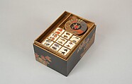 Incense Box with Design of Camellia, Autumn Grasses, and Tree, Gold and silver maki-e on red lacquer, Japan
