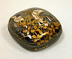 Box with Design of Deer and Bush Clover, Gold maki-e inlaid with mother-of-pearl and pewter on black lacquer, Japan
