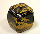 Tea jar, Black lacquer with gold, Japan