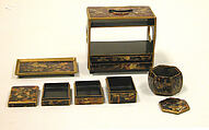 Cabinet for Incense, Nest of Boxes, Tray, Tortoiseshell on wood with sprinkled gold lacquer, Japan