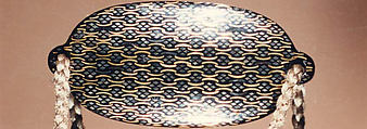 Inrō with God of Longevity (Jurōjin) and a Stag (obverse) and Long-Tailed Turtle (Minogame) under Bamboo (reverse), Somada School Artist (Japanese), Four cases; lacquered wood with gold hiramaki-e, togidashimaki-e, nashiji (“pear-skin ground”), gold foil cutouts, and mother-of-pearl inlay on black lacquer ground Netsuke: manju type, basket with chrysanthemums; lacquered wood with mother-of-pearl inlay Ojime: carved red lacquer bead, Japan