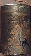 Case (Inrō) with Design of Crows in Trees and Flying before the Full Moon, Lacquer, gold, hirame, gold and coloured hiramakie, takamakie, nashiji; Interior: nashiji and fundame, Japan