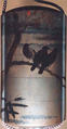 Inrō with Crows on Cherry Tree in Moonlight, Gold and silver lacquer ground with black and red togidashi maki-eNetsuke: fox-dancer; carved and lacquered wood, ivoryOjime: butterflies; cloisonné bead, Japan
