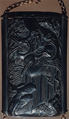 Case (Inrō) with Design of Fukurokuju (God of Longevity) Riding a  Flying Crane before Waterfall (obverse); Kinko Sennin Riding a Carp on Waves (reverse), Wood, ebony, carved relief; Interior: plain, boxes, Japan