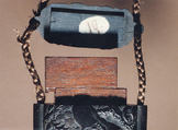 Case (Inrō) with Design of Fukurokuju (God of Longevity) Riding a  Flying Crane before Waterfall (obverse); Kinko Sennin Riding a Carp on Waves (reverse), Wood, ebony, carved relief; Interior: plain, boxes, Japan