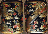 Case (Inrō) with Design of Chinese Lions (Karashishi) with Peonies and on Bridge, Lacquer, roiro, gold, red, silver hiramakie, takamakie, kirigane, gold metal; Interior: nashiji and fundame, Japan