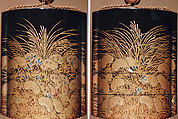 Case (Inrō) with Design of Wild Carrot and Autumn Grasses, Lacquer, roiro, nashiji, gold hiramakie, aogai inlay; Interior: nashiji and fundame, Japan