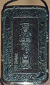 Case (Inrō) with Design taken from 'Fang Shi Mopu' (Book of Ink Cake Designs) (obverse); Large Jar on Stand (reverse), Fangshi Mopu, Black hiramaki-e, takamaki-e, ceramic and mother-of-pearl inlay;
Interior: Roiro and fundame, Japan