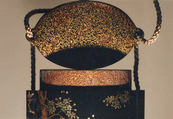 Case (Inrō) with Design of Two Tengu (Goblins) with Knapsack and Gourd, under a Cherry Tree, Lacquer, roiro, gold and coloured togidashi, gold and silver foil, aogai; Interior: nashiji and fundame, Japan
