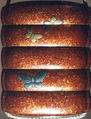 Case (Inrō) with Design of Butterflies, Lacquer, gyobu, gold and silver hiramakie, takamakie, raden; Interior: gyobu nashiji and fundame, Japan