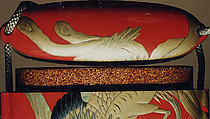 Case (Inrō) with Design of Hō-ō Bird in Flight above Flowering Kiri Branches, Lacquer, red ground, gold, black and silver hiramakie, takamakie; Interior: nashiji and fundame, Japan