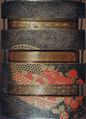 Case (Inrō) with Design of Basket of Persimmons (obverse); Monkey Eating Persimmon (reverse), Mori Sosen (Japanese, 1747–1821), Lacquer, gold and silver hirame, gold, red and coloured hiramakie, takamakie; Interior: red lacquer, fundame and decoration; the interior risers decorated in gold and silver togidashi with various brocade pattern, key-fret, waves, etc., Japan