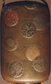 Case (Inrō) with Design of Scalloped Medallions, Gold maki-e and colored lacquer, Japan
