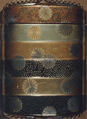 Case (Inrō) with Design of Scattered Pawlonia Blossoms, Lacquer, fundame, nashiji, hirame, silver ground, gold and silver hiramakie; Interior: nashiji and fundame, Japan