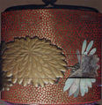 Case (Inrō) with Design of Large Chrysanthemum Blossoms, Lacquer, red, hirame, gold, silver and black takamakie, raden inlay; Interior: red lacquer and fundame, Japan