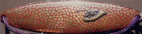 Case (Inrō) with Design of Large Chrysanthemum Blossoms, Lacquer, red, hirame, gold, silver and black takamakie, raden inlay; Interior: red lacquer and fundame, Japan
