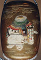 Case (Inrō) with Design of Caparisoned Elephant Standing beneath Pine Tree (obverse); Three Children with Trumpet, Cymbals and Banner (reverse), Lacquer, kinji, gold, red, black and brown hiramakie, various inlay; Interior: nashiji and fundame, Japan