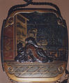 Case (Inrō) with Design of Sages Seated beside Table in Front of Screens, Lacquer, kinji, gold, silver, dark brown and red hiramakie, aogai, white lacquer; Interior: nashiji and fundame, Japan