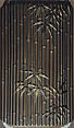 Saya Inrō with Pine and Ivy (obverse) and Bamboo Grove (reverse), Sheath shape; lacquered wood with gold and silver takamaki-e, hiramaki-e, togidashimaki-e, and colored ivory inlay on gold lacquer ground Netsuke: kagamibuta type, lotus pad with frog; stained ivory and metal, Japan