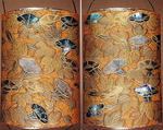 Case (Inrō) with Design of Flowering Morning Glory, Lacquer, nashiji, gold and silver hiramakie, aogai inlay; Interior: nashiji and fundame, Japan