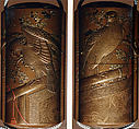 Case (Inrō) with Design of Falcon on Perches and Blossoming Plum Tree, Gold lacquer with silver, black and red makie and gold and silver inlay Lacquer, fundame, gold, silver, black and red hiramakie, gold foil; Interior: nashiji and fundame, Japan