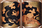 Case (Inrō) with Design of Herd Boy Wearing Hat beside Piebald Ox, Lacquer, hirame ground, light brown, brown and black hiramakie, eye raden; Interior: nashiji and fundame, Japan