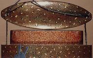 Case (Inrō) with Design of Two Saddled Horses (obverse); Saddled Mule beside Decorated Post (reverse), Lacquer, nashiji, hirame, gold and coloured hiramakie, takamakie; Interior: nashiji, fundame & red lacquer, Japan