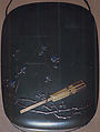 Case (Inrō) with Design of Fans and Plum Branch, Gold maki-e with black lacquer, Japan