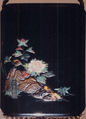 Case (Inrō) with Design of Peacock on Rock with Peonies, Lacquer, roiro, horn, ivory and cloisonne inlay, Inro: nashiji, togidashi; Interior: gyobu nashiji and fundame, Japan
