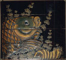 Case (Inrō) with Design of Fish among Seaweeds, Lacquer, roiro, gold hiramakie, raden, stained horn, ivory, chinkinbori; Interior: red lacquer and fundame, chinkinbori decoration, Japan