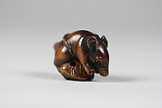 Netsuke of Rat Eating, Wood, Japan
