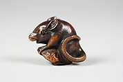 Netsuke of Rat Eating, Wood, Japan