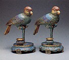 One of a pair of parakeets, Cloisonné enamel, China