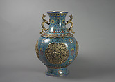 One of a Pair of Vases with Dragon Handles, Cloisonné enamel with gilt bronze and champlevé, China