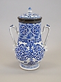 Covered jar with handles, Porcelain painted in underglaze cobalt blue (Jingdezhen ware), silver mounts, China