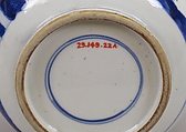 Jar with theatrical scene, Porcelain painted in underglaze cobalt blue (Jingdezhen ware), wooden lid with a jade knob, China