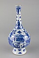 Vase with ladies and flowers, Porcelain painted in underglaze cobalt blue (Jingdezhen ware), China