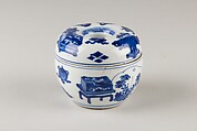 Covered Box, Porcelain decorated in underglaze blue, China