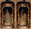 Case (Inrō) with Design of Narcissus and Saya Cover with Design of Plum, Lacquer, roiro, nashiji, gold and silver-blue togidashi, hiramakie; Interior: nashiji and fundame, Japan