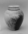 Jar with Double Cover, Clay covered with a transparent crackled, streaked glaze (Satsuma ware), Japan