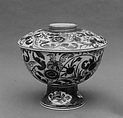 Cup on High Foot with Cover, White porcelain decorated with blue under the glaze, polychrome enamels (Arita ware, Imari type), Japan