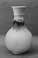 Flower Vase, Takemoto  Japanese, White porcelain, faintly green, with a flambé collar, Japan